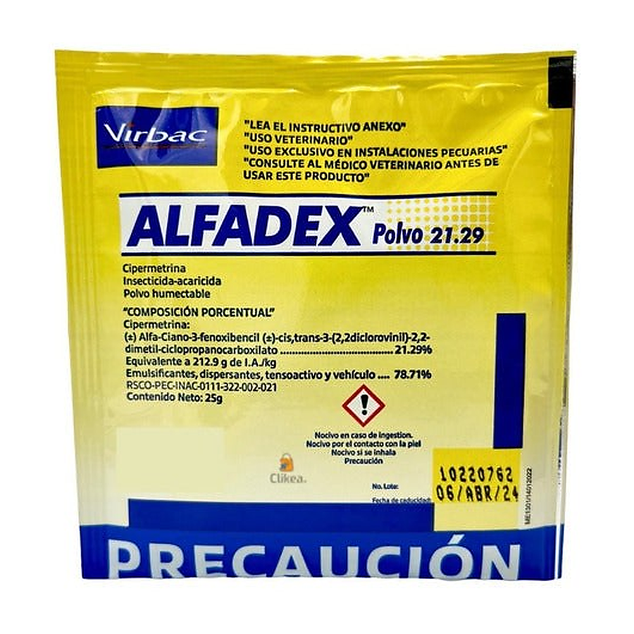 Alfadex Virbac Polvo 25 g para control de plagas