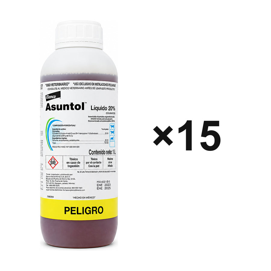 Asuntol Elanco Líquido 20% 1 L paquete con 15 piezas