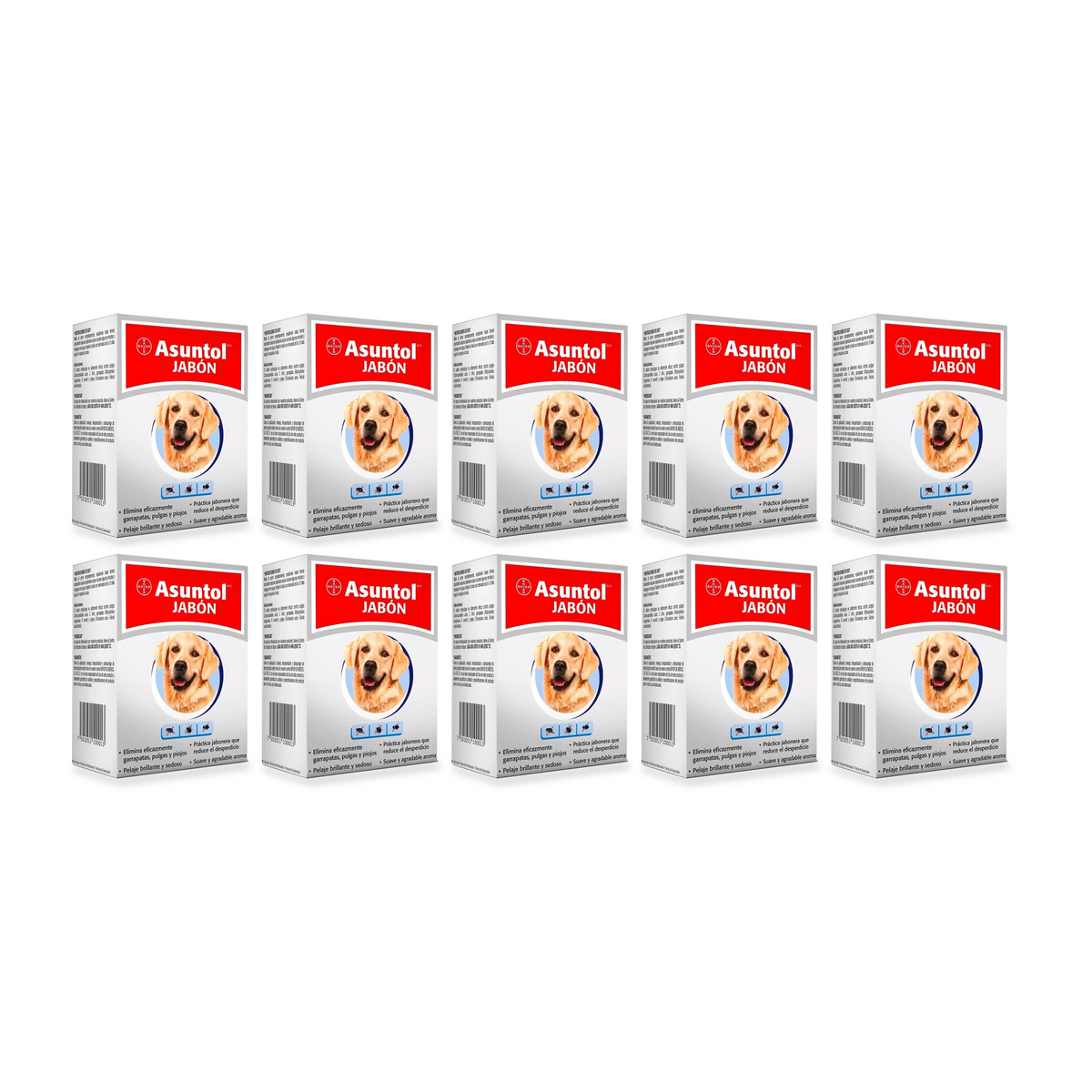 Asuntol Jabon Antipulgas 100 g - paquete 10 piezas — 10 cajas auténticas de jabón, sin rótulo externo de multiplicación