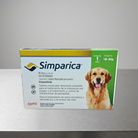 Simparica Perro 20 a 40 kg - 1 tableta — empaque individual de 80 mg completo en estudio neutro