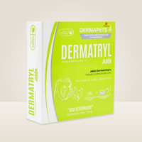 Dermatryl Dermapets Jabon Dermatologico 100 g — caja completa en contexto neutro de estudio