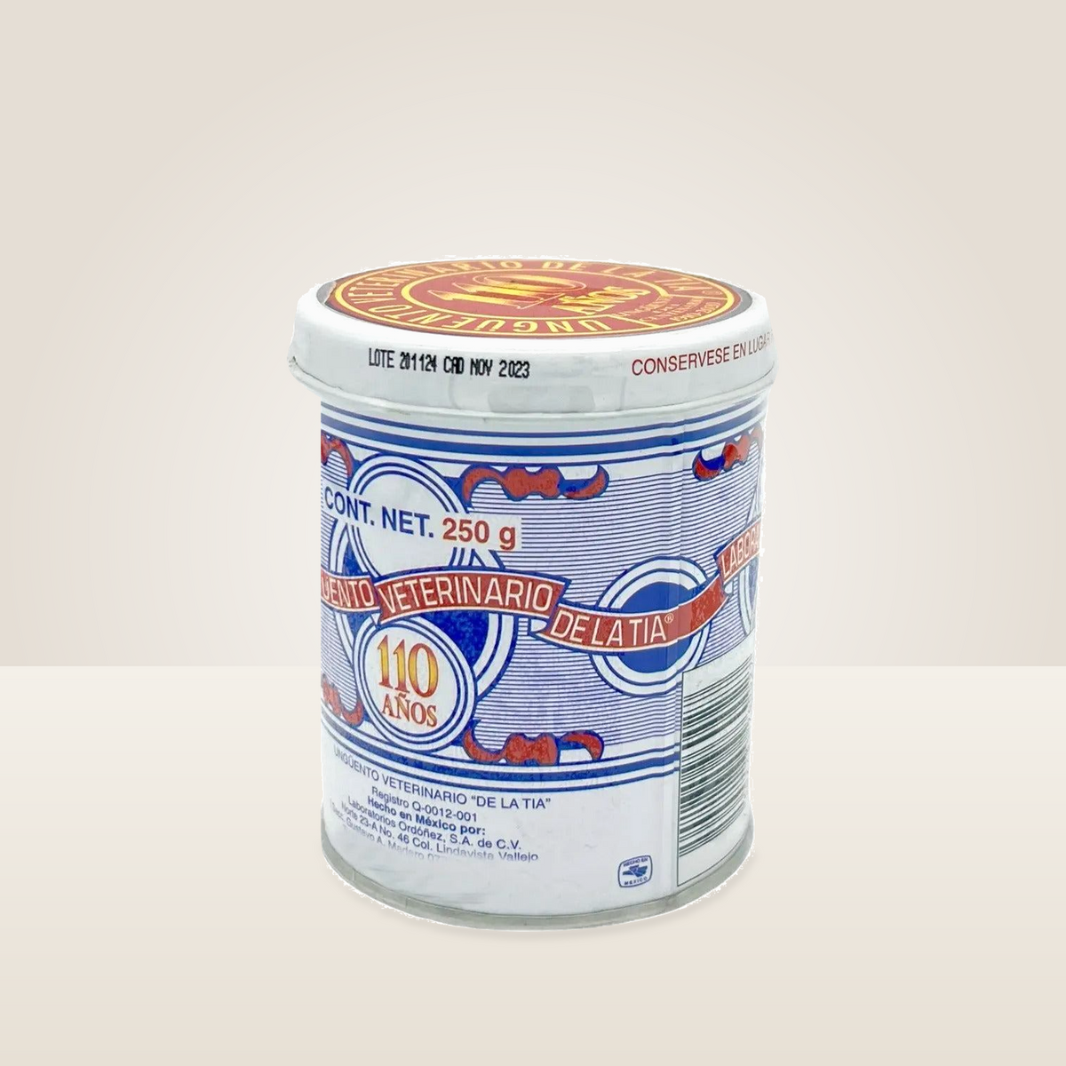 De La Tia Unguento Veterinario Pomada 250 g — presentación completa en estudio neutro, impresión original