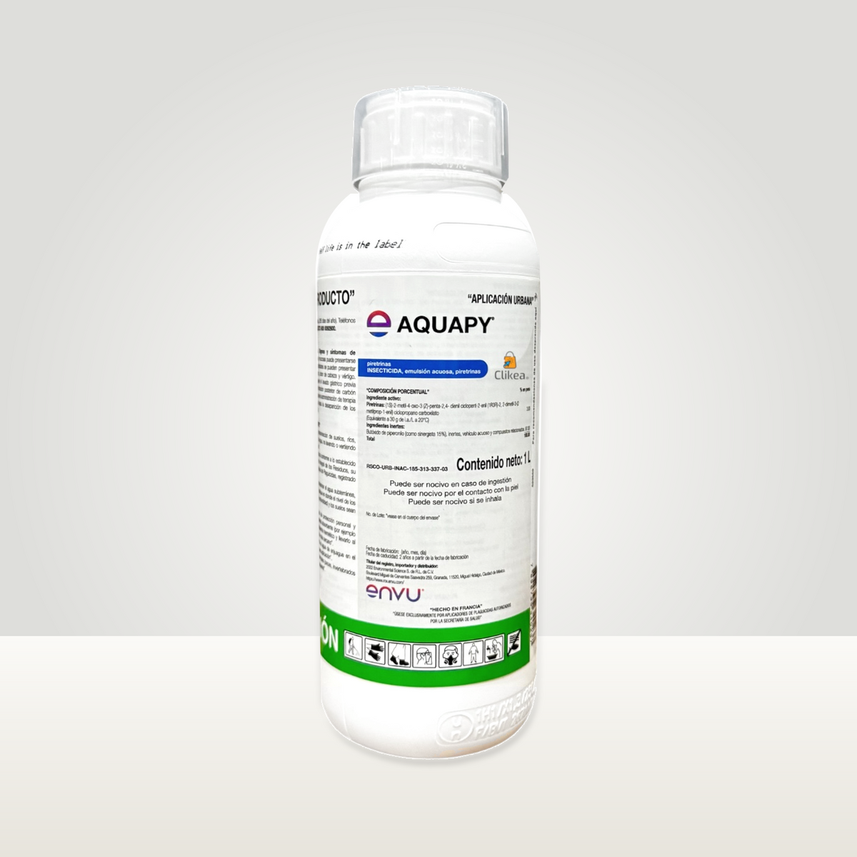 Aquapy Envu 1 L — botella completa en contexto neutro de estudio