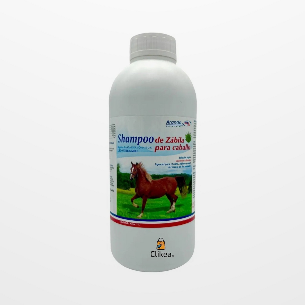 Aranda Shampoo de Zabila para Caballo 1 L — vista completa con fondo neutro de estudio