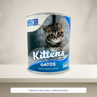 Super Cria Kittens Leche para Gatitos 360 g - 6 Latas — presentación en ambiente de estudio neutro, Paquete de 6 latas de 360 g · Unidad representativa