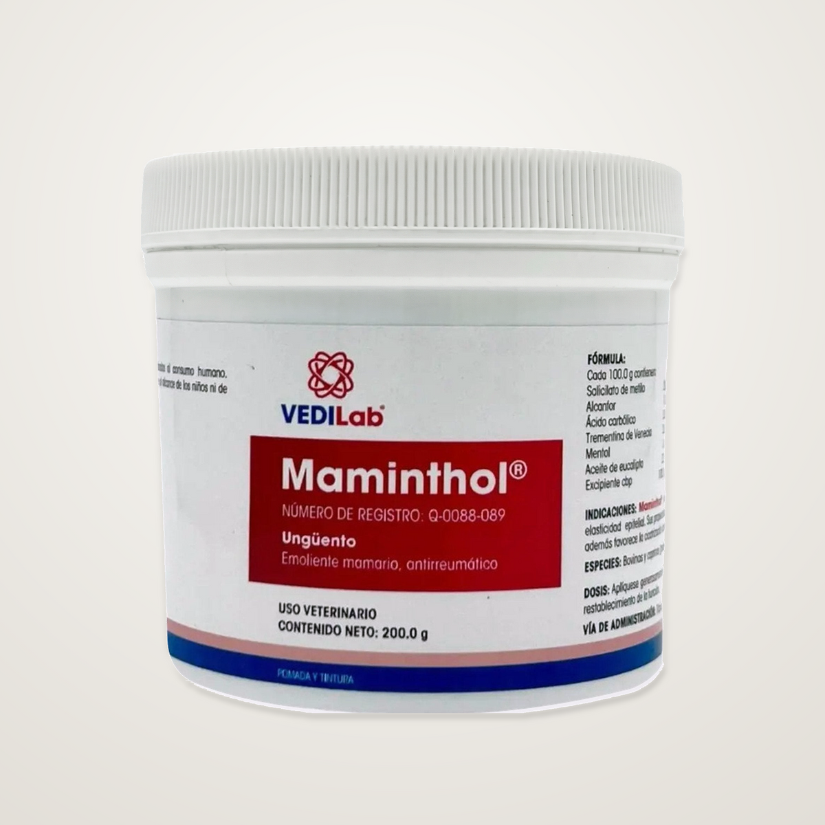 Maminthol Unguento Veterinario Rubefaciente 200 g — producto completo en contexto de estudio
