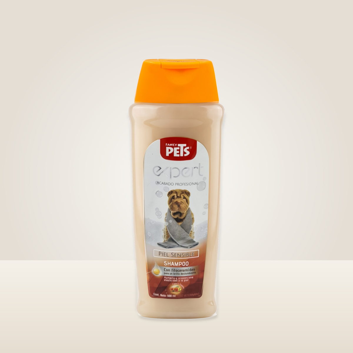 Fancy Pets Expert Shampoo Piel Sensible 500 ml — envase completo en contexto neutro de estudio