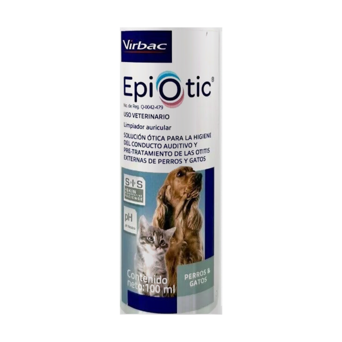 Virbac Epiotic Limpiador Otico Perros y Gatos 100 ml — detalle auténtico de etiqueta y contenido100ml