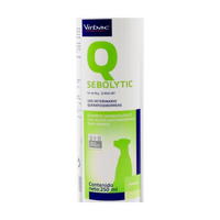 Virbac Sebolytic Shampoo Dermatologico Perros 250 ml — detalle auténtico de etiqueta y contenido250ml