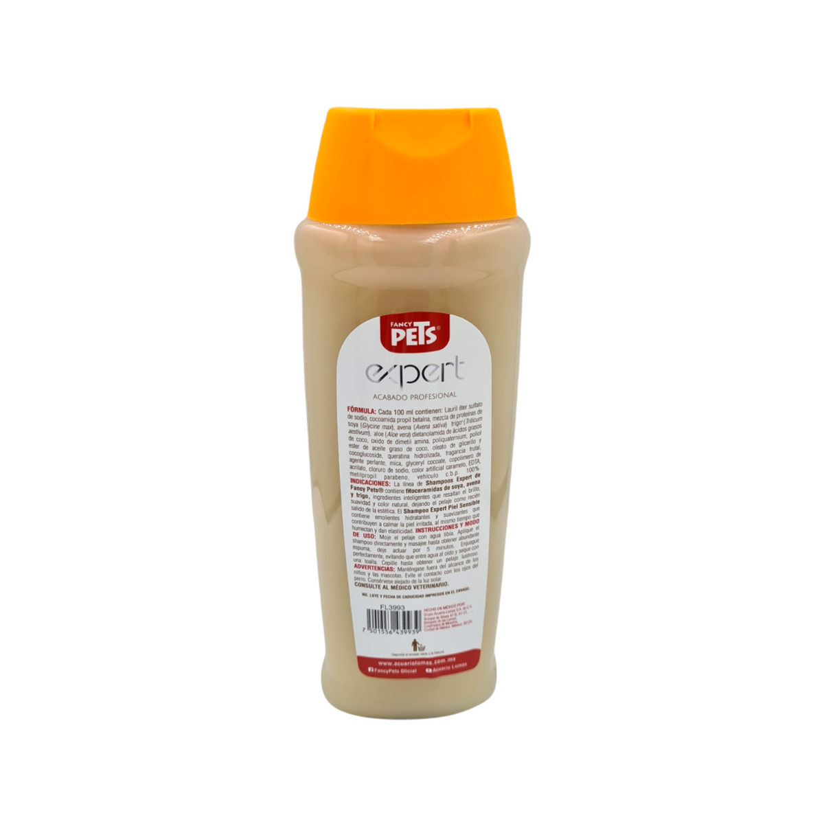 Fancy Pets Expert Shampoo Piel Sensible 500 ml — reverso completo auténtico con instrucciones