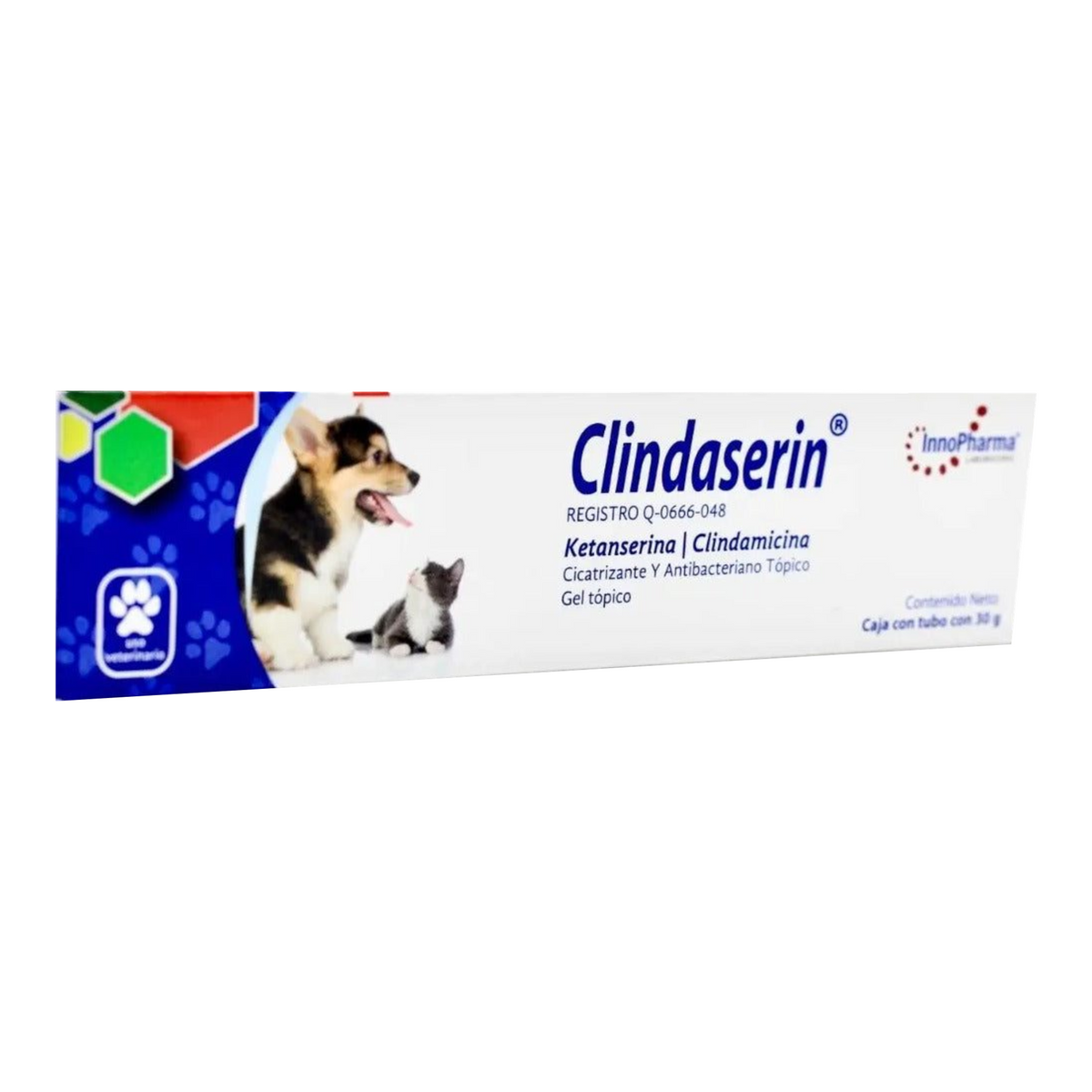 Inno Pharma Clindaserin Pomada Veterinaria 30 g — detalle auténtico del empaque