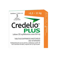 Credelio Plus 3 Tabletas para Perros 5.5-11 Kg — detalle auténtico de la etiqueta original