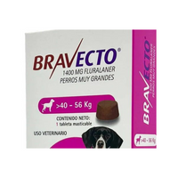 Bravecto Perro 40 a 56 kg - 1 tableta — detalle auténtico de la etiqueta original