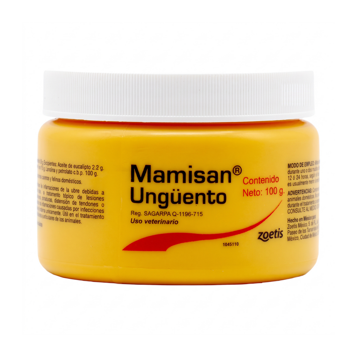 Mamisan Zoetis Ungüento 100 g — frasco completo sobre fondo blanco