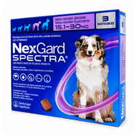 NexGard Spectra morado, caja con 3 tabletas para perros de 15.1 a 30 kg