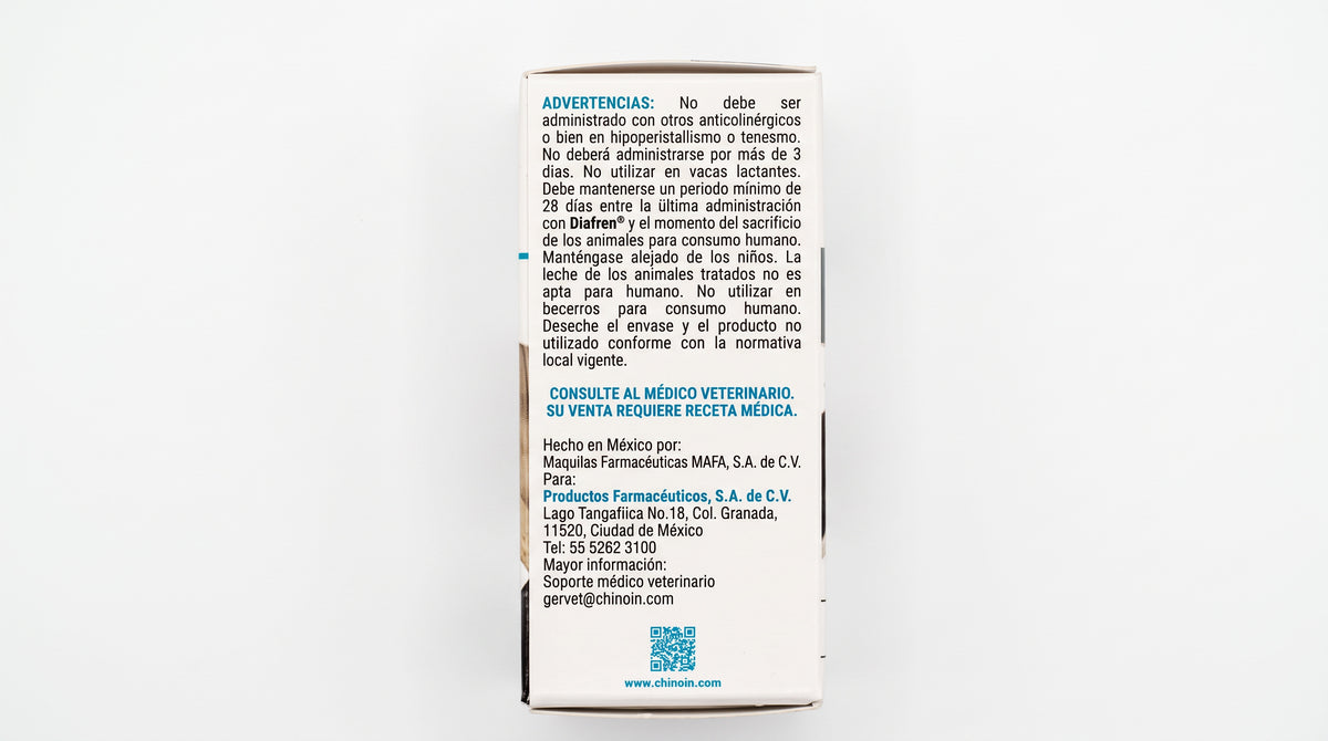 Diafren Chinoin 20 mL - advertencias y precauciones del empaque