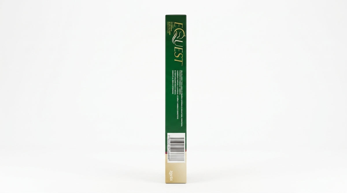 Equest Zoetis gel oral para equinos — costado de la caja y código de barras