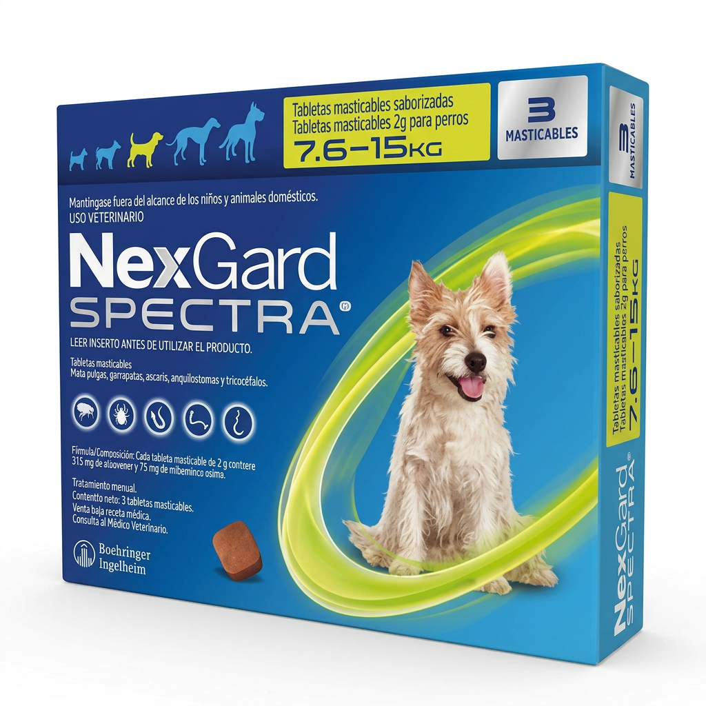 NexGard Spectra 3 Tabletas| Pulgas, Garrapatas y Desparasitación Interna
