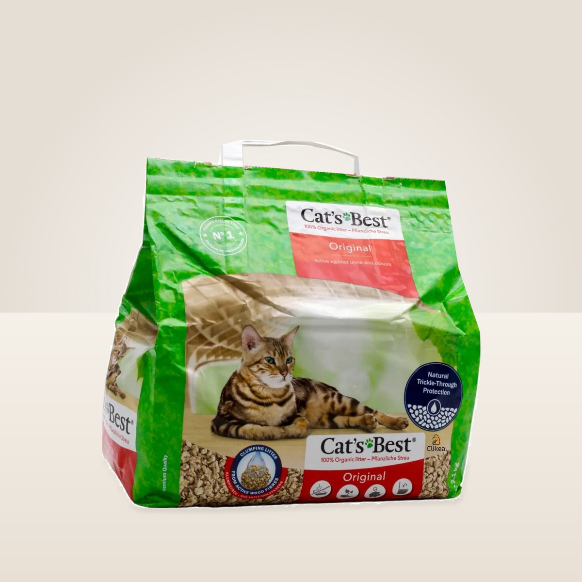 Cat's Best Original Arena para Gato 2.1 kg - producto completo sobre superficie de estudio