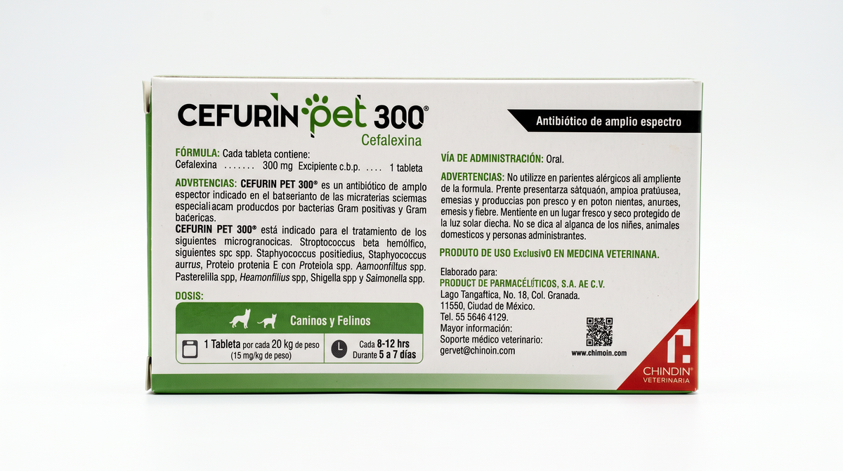 Cefurin Pet 300, caja vista posterior