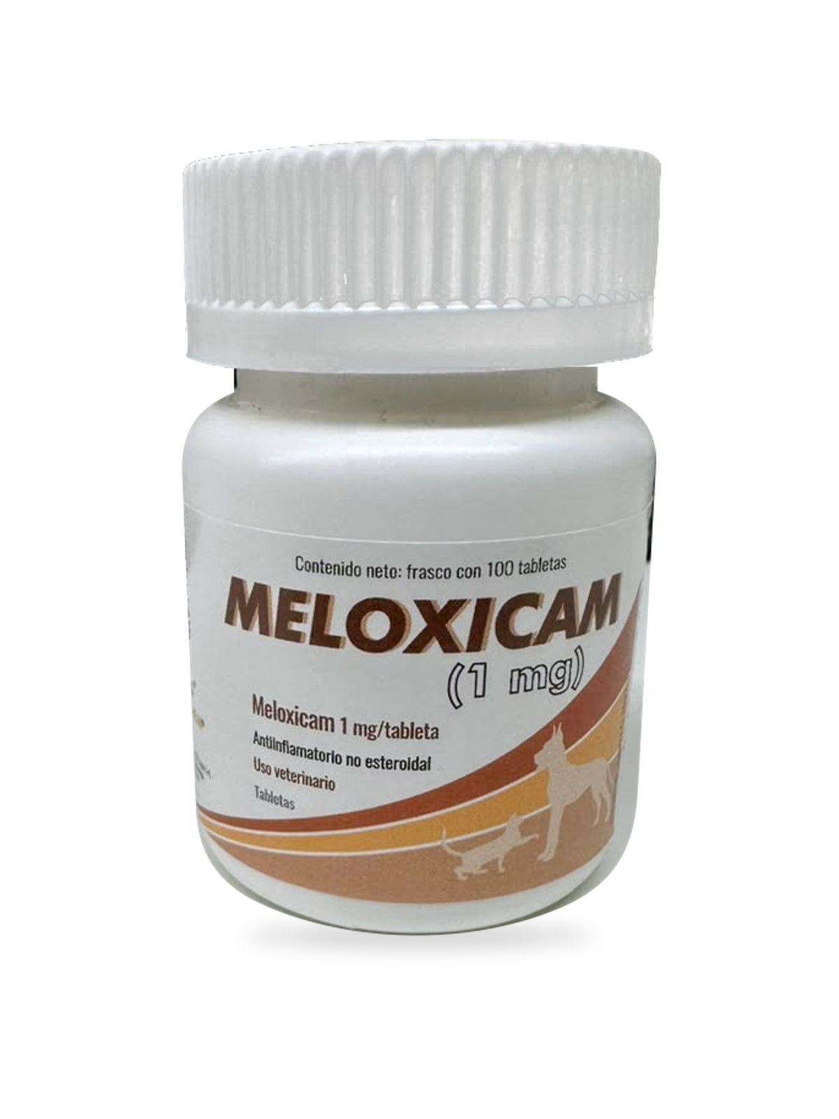Meloxicam Alpha Chem 1 mg, frasco con 100 tabletas, vista frontal