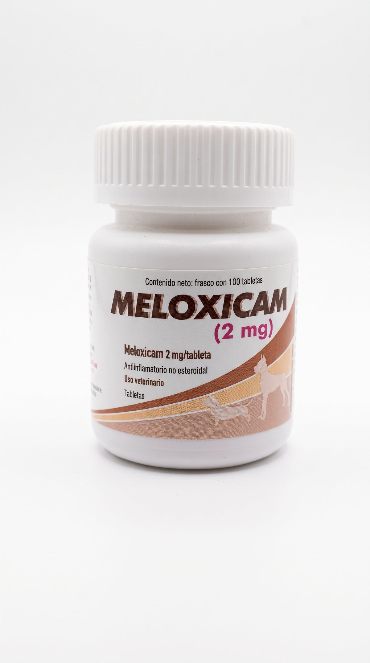 Meloxicam Alpha Chem 2 mg, frasco con 100 tabletas, vista frontal