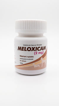 Meloxicam Alpha Chem 2 mg, frasco con 100 tabletas, vista frontal