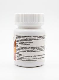 Meloxicam Alpha Chem 2 mg para perros, reverso del frasco e información del fabricante