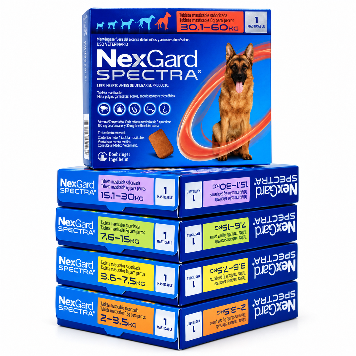 NexGard Spectra 1 tableta, cinco presentaciones por peso