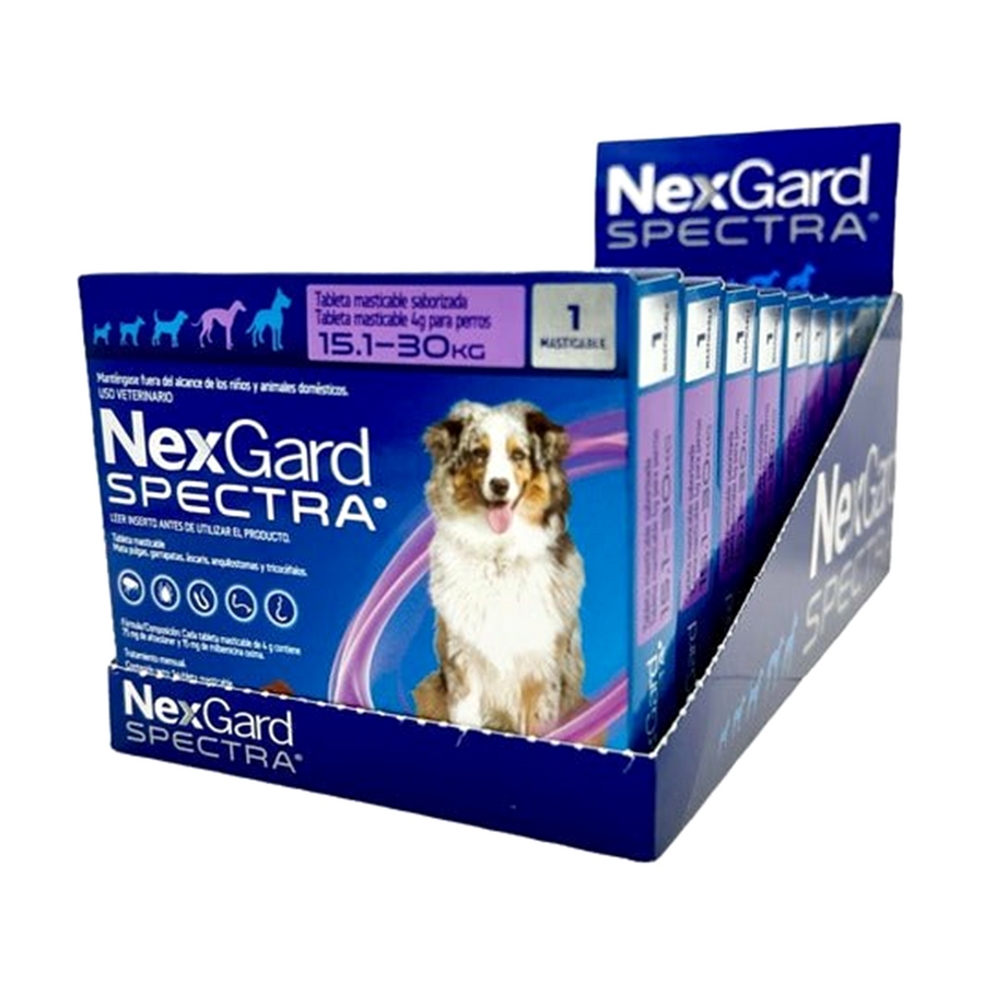 Cartoncillo NexGard Spectra con 10 tabletas para perros de 15.1 a 30 kg