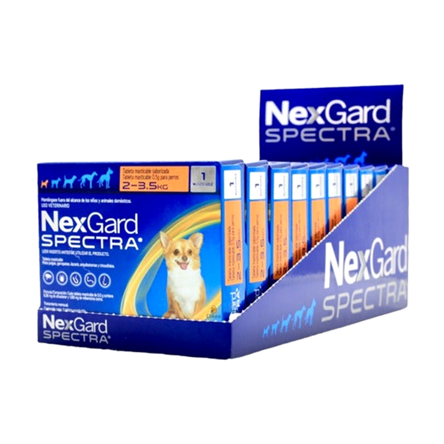 Cartoncillo NexGard Spectra con 10 tabletas para perros de 2 a 3.5 kg