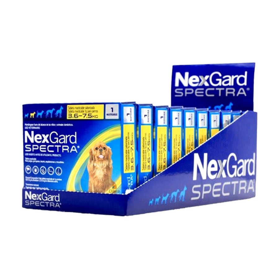 Cartoncillo NexGard Spectra con 10 tabletas para perros de 3.6 a 7.5 kg