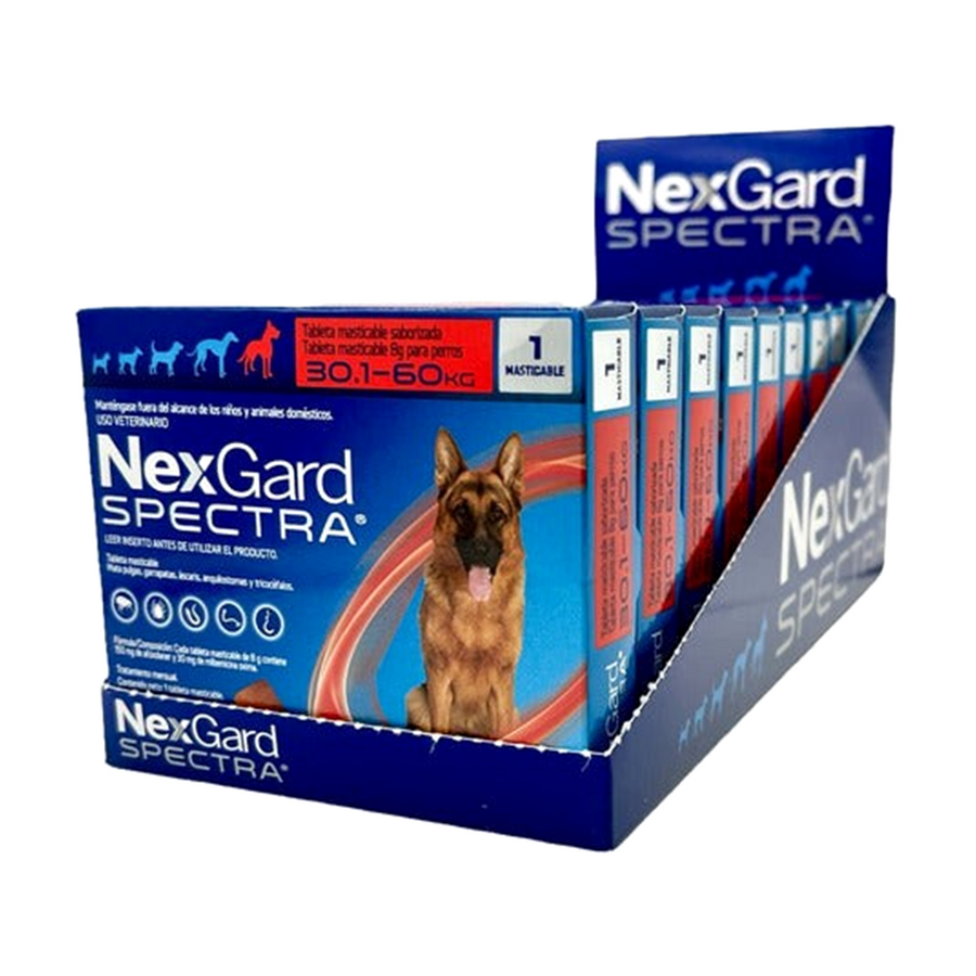 Cartoncillo NexGard Spectra con 10 tabletas para perros de 30.1 a 60 kg