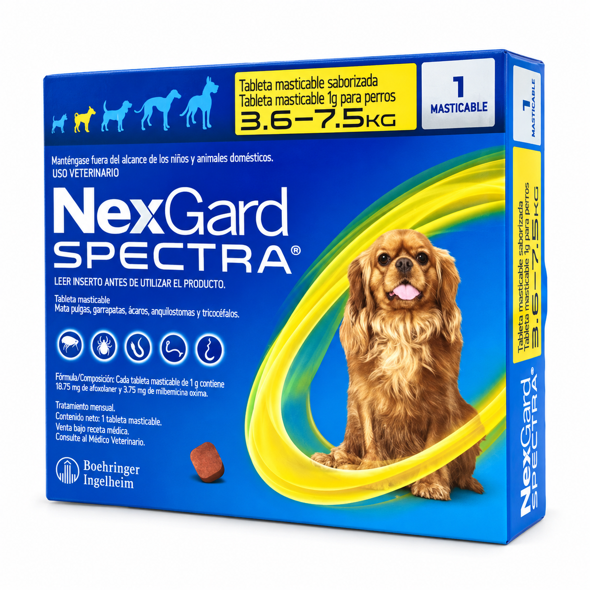 NexGard Spectra amarillo 1 tableta para perros de 3.6 a 7.5 kg