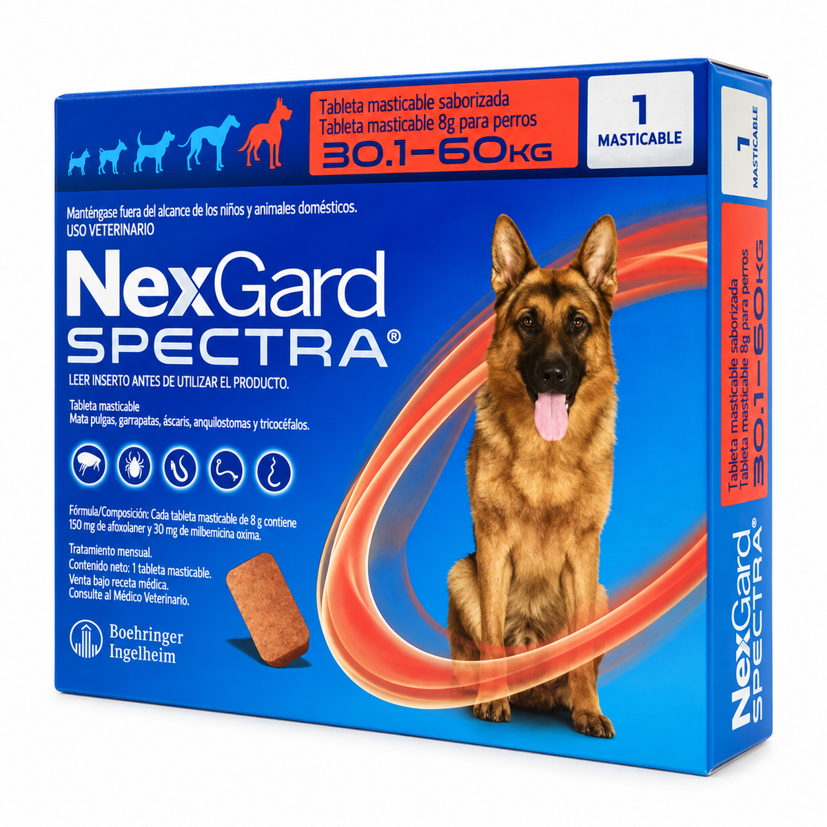 NexGard Spectra rojo 1 tableta para perros de 30.1 a 60 kg