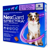 Caja NexGard Spectra con 3 tabletas para perros de 15.1 a 30 kg