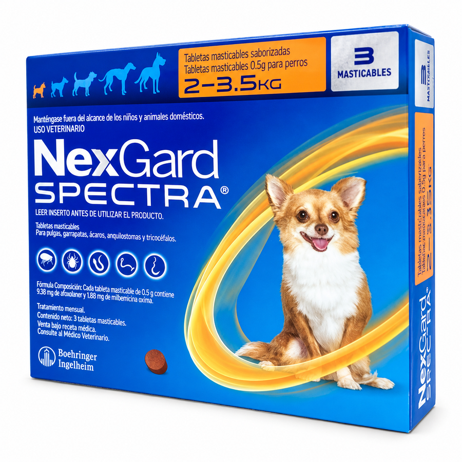 Caja NexGard Spectra con 3 tabletas para perros de 2 a 3.5 kg