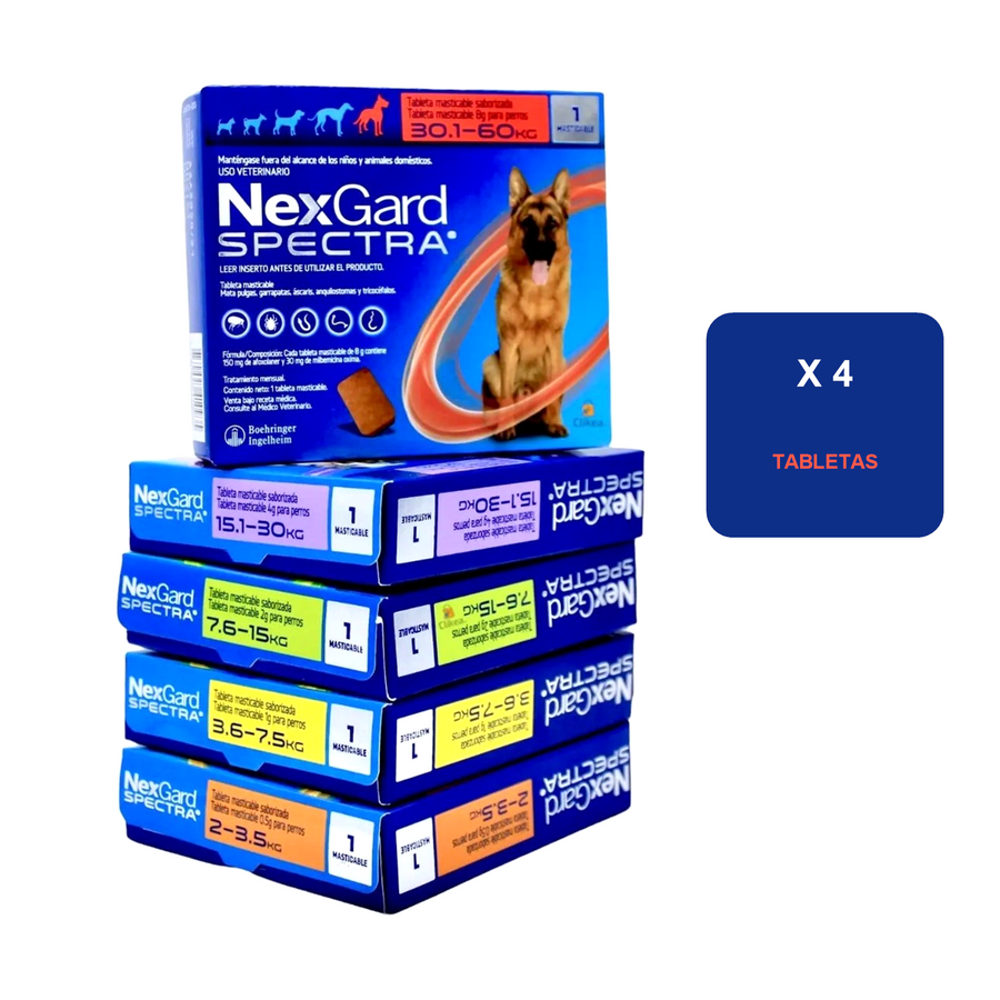 NexGard Spectra X 4 tabletas en tallas mixtas