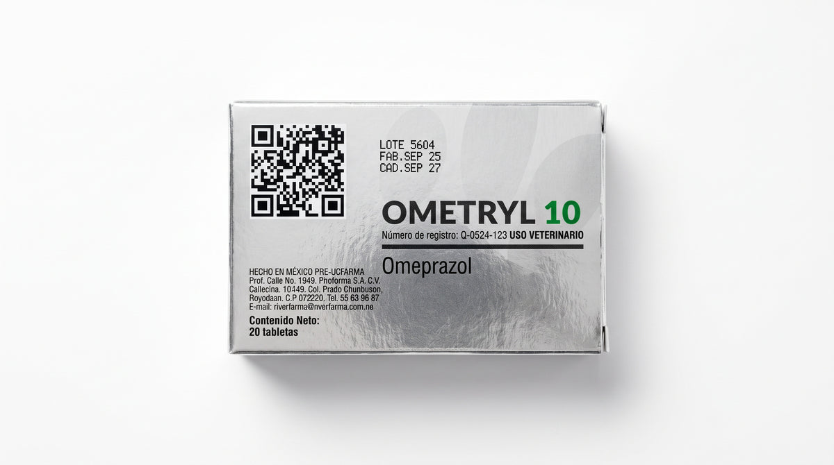 Ometryl 10 Riverfarma, caja de 20 tabletas - reverso del empaque