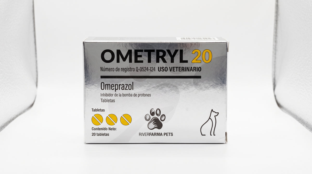 Ometryl 20 Riverfarma, omeprazol, caja con 20 tabletas, frente