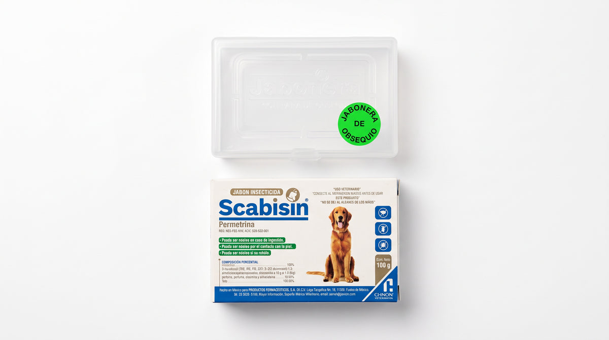 Scabisin Chinoin jabón insecticida de 100 g con jabonera de obsequio