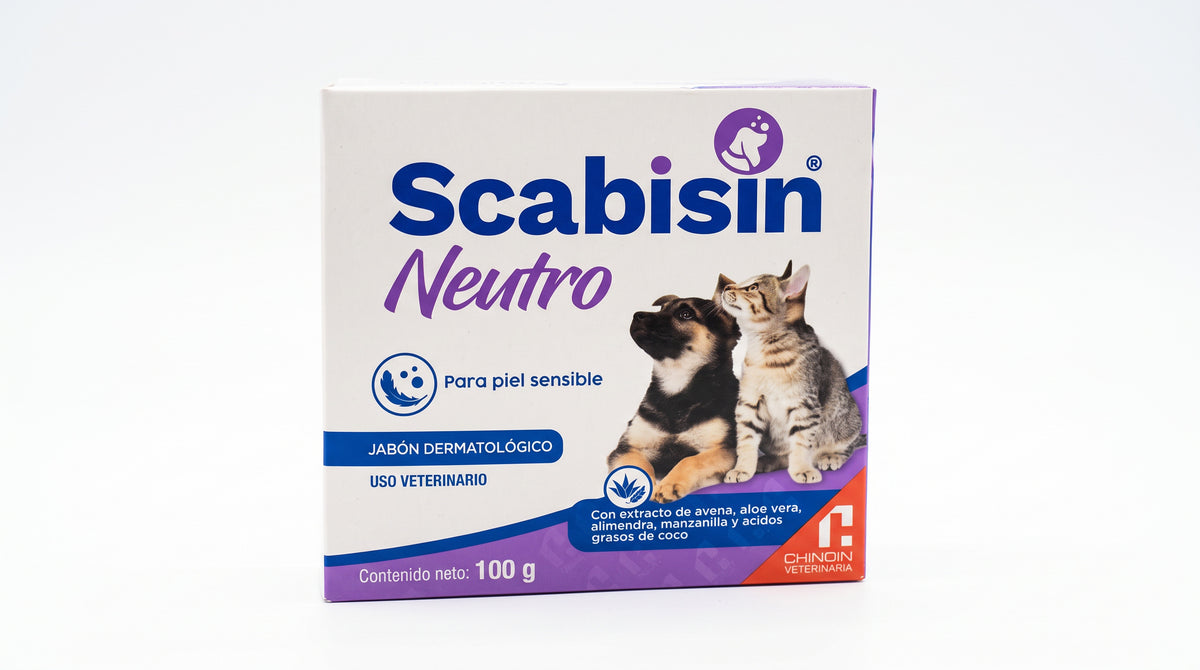 Scabisin Neutro Chinoin jabón dermatológico de 100 g, vista frontal