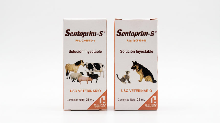 Sentoprim-S Chinoin, solución inyectable de 25 mL, vista frontal