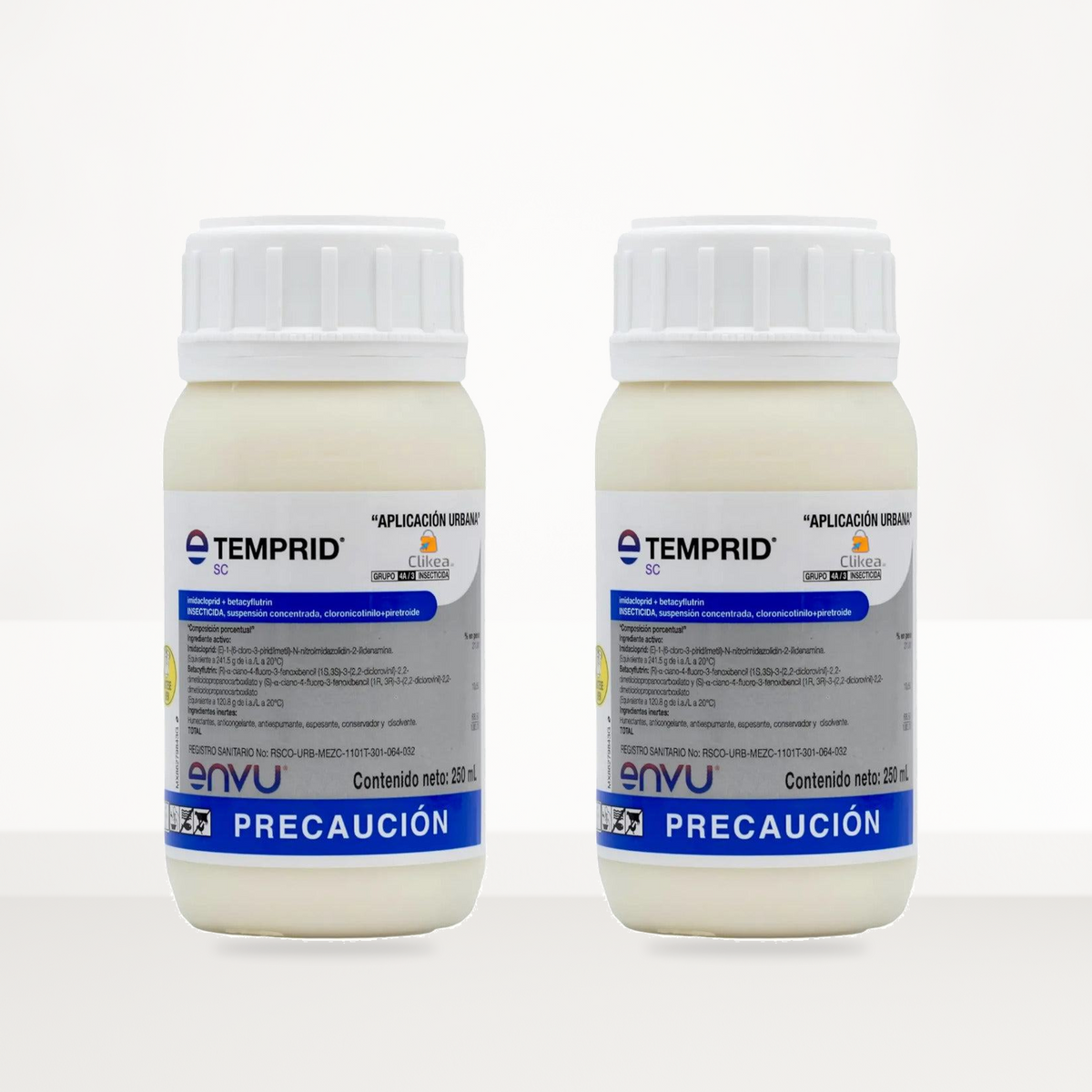 Temprid SC Envu 250 ml, paquete de dos botellas completas en escenario de estudio