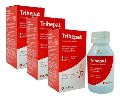 Paquete De 3 Frascos 100 Ml Trihepat Labyes Perros Y Gatos