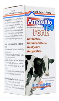 Amoxibio Forte 150 Antibiotico Biofarmex Bovinos 250 Ml