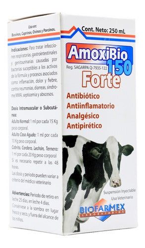 Amoxibio Forte 150 Antibiotico Biofarmex Bovinos 250 Ml