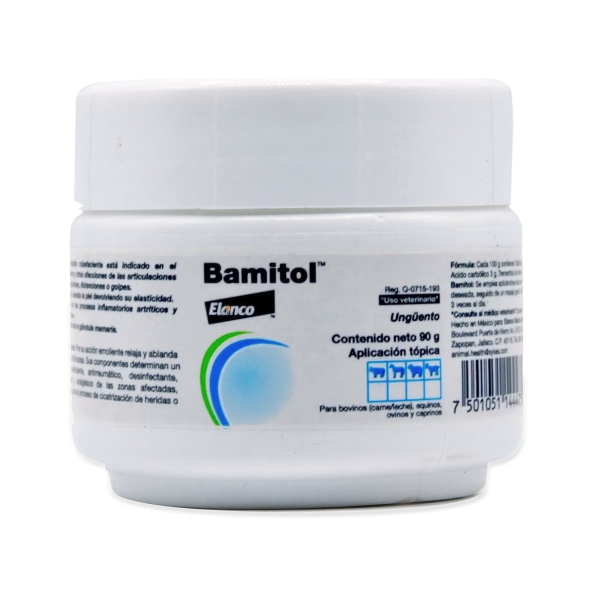 Bamitol Unguento Veterinario Rubefaciente 90 g — presentación completa sobre fondo blanco