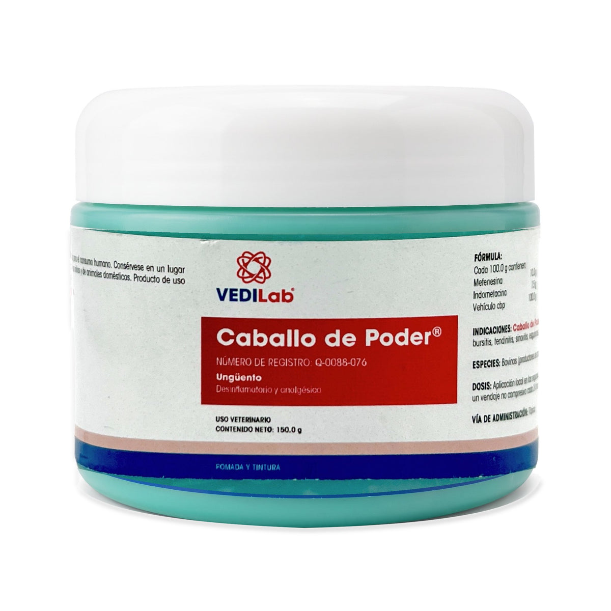 Vedilab Unguento Analgesico Veterinario 150 g — presentación completa sobre fondo blanco