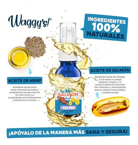 Waggys Aceite Salmón Gatos Antiestrés Y Ansiedad 250mg 30 Ml